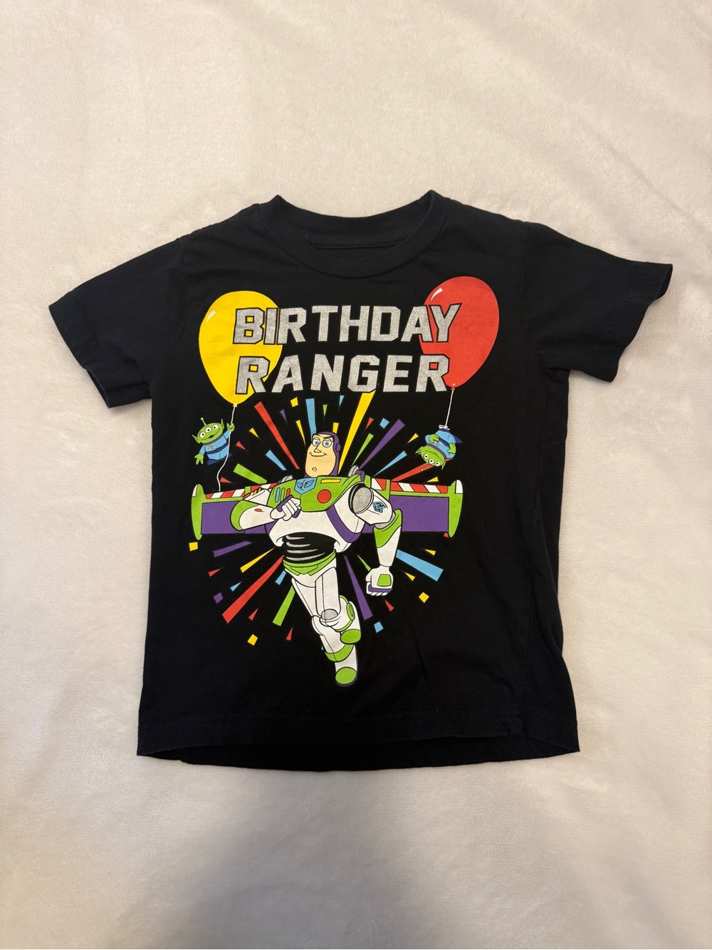 Black "Birthday Ranger" Buzz Lightyear Graphic Kids T-Shirt